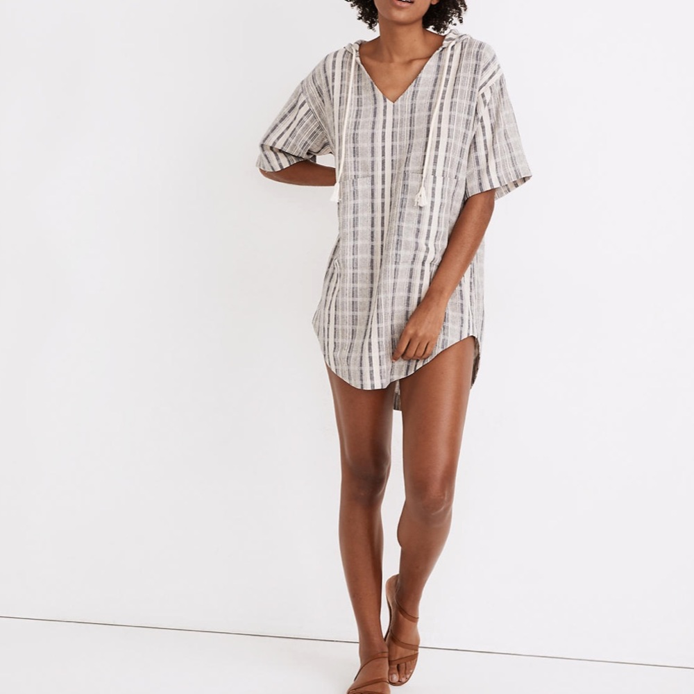 Madewell hooded cover-up tunic dress stripe XS